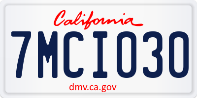 CA license plate 7MCI030