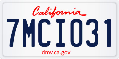 CA license plate 7MCI031