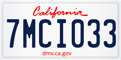 CA license plate 7MCI033