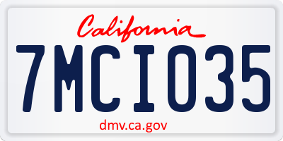 CA license plate 7MCI035
