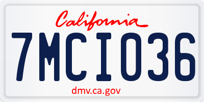 CA license plate 7MCI036