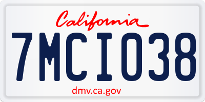 CA license plate 7MCI038