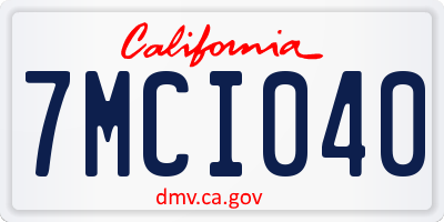 CA license plate 7MCI040