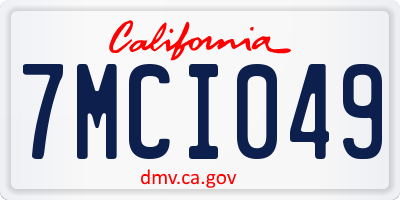 CA license plate 7MCI049