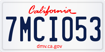 CA license plate 7MCI053