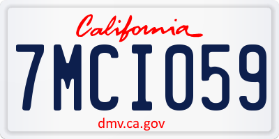 CA license plate 7MCI059