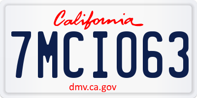 CA license plate 7MCI063