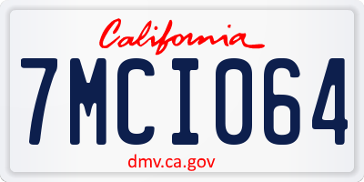 CA license plate 7MCI064