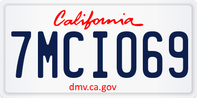 CA license plate 7MCI069