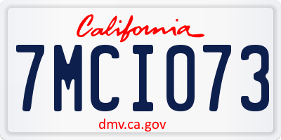 CA license plate 7MCI073
