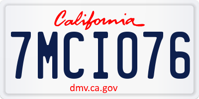 CA license plate 7MCI076