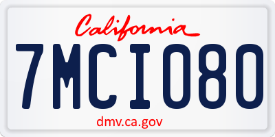 CA license plate 7MCI080