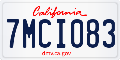 CA license plate 7MCI083
