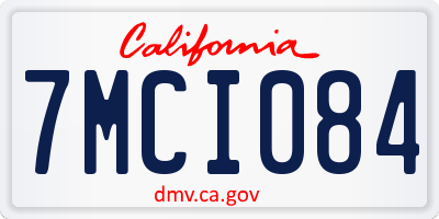 CA license plate 7MCI084