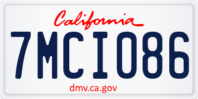 CA license plate 7MCI086
