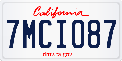 CA license plate 7MCI087
