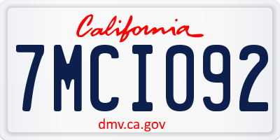 CA license plate 7MCI092
