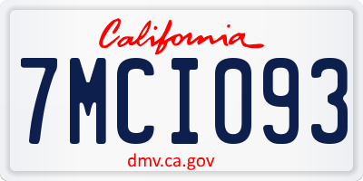 CA license plate 7MCI093