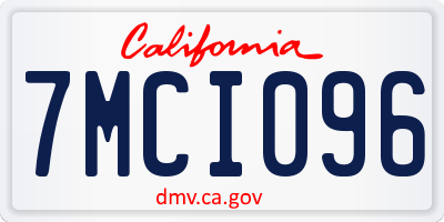 CA license plate 7MCI096
