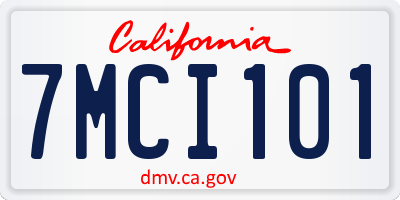 CA license plate 7MCI101