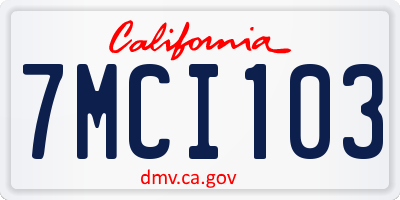 CA license plate 7MCI103