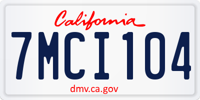 CA license plate 7MCI104
