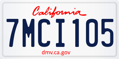 CA license plate 7MCI105