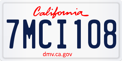 CA license plate 7MCI108