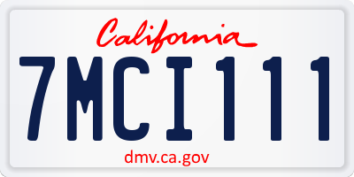 CA license plate 7MCI111