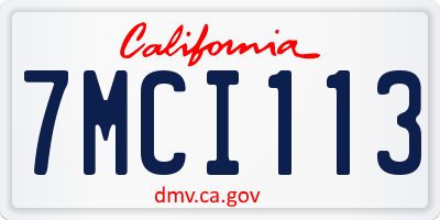 CA license plate 7MCI113