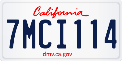 CA license plate 7MCI114