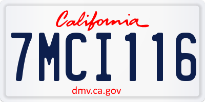 CA license plate 7MCI116