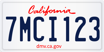 CA license plate 7MCI123