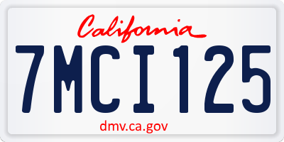 CA license plate 7MCI125