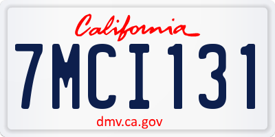 CA license plate 7MCI131