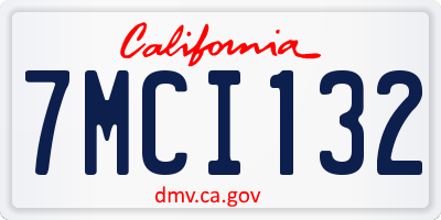 CA license plate 7MCI132