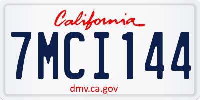 CA license plate 7MCI144
