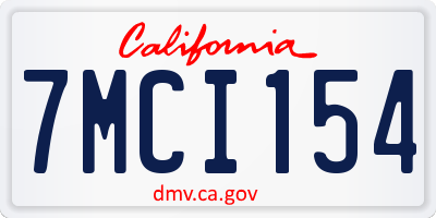 CA license plate 7MCI154
