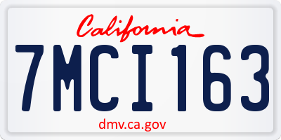 CA license plate 7MCI163