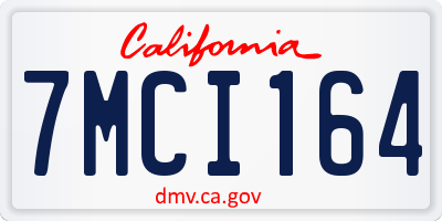 CA license plate 7MCI164