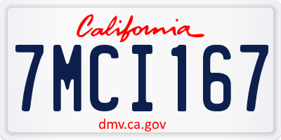CA license plate 7MCI167