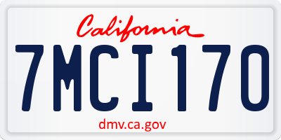CA license plate 7MCI170