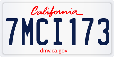 CA license plate 7MCI173