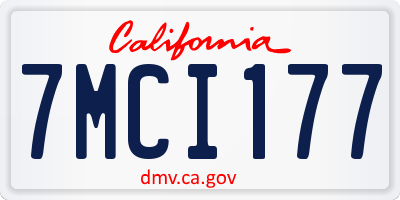 CA license plate 7MCI177