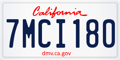 CA license plate 7MCI180