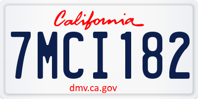CA license plate 7MCI182