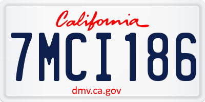 CA license plate 7MCI186