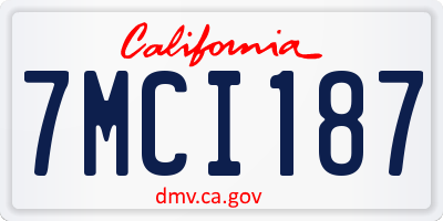 CA license plate 7MCI187