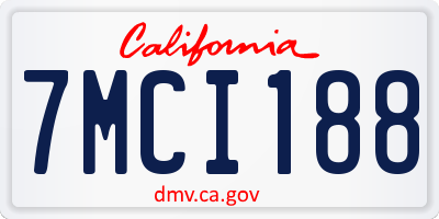 CA license plate 7MCI188