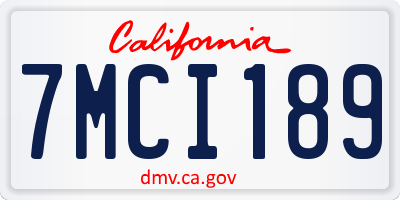 CA license plate 7MCI189